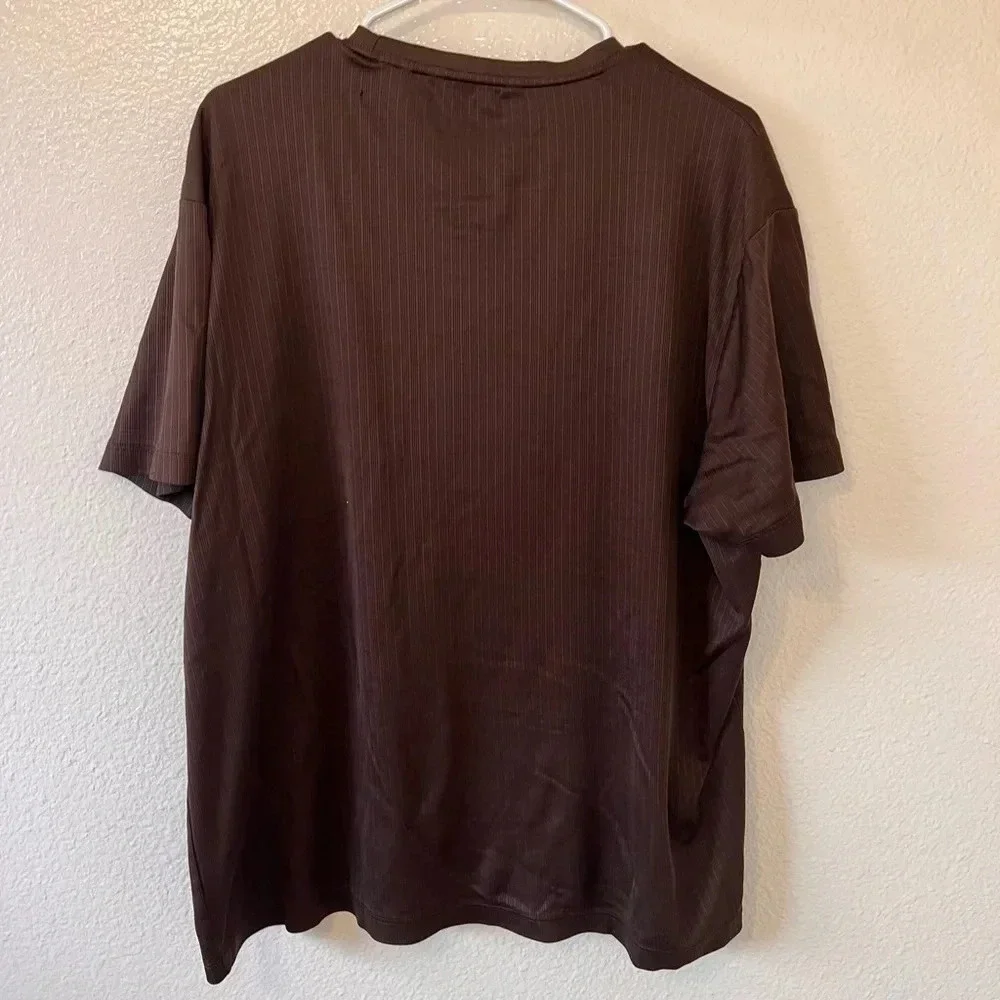 PERRY ELLIS Polyester Ribbed Brown Men’s Shirt - Picture 4 of 4